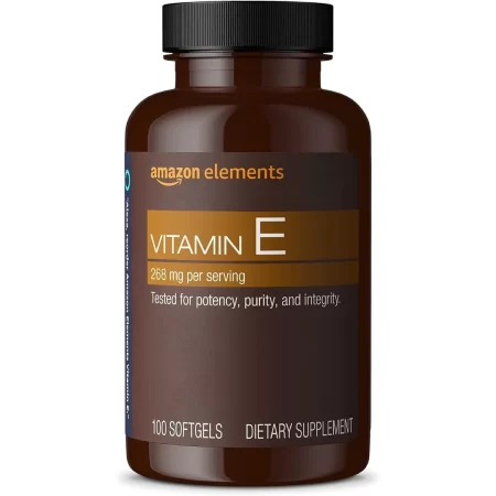 Amazon Elements Vitamina E, 400 UI, 100 cápsulas blandas, 100 días de suministro (el embalaje puede variar)