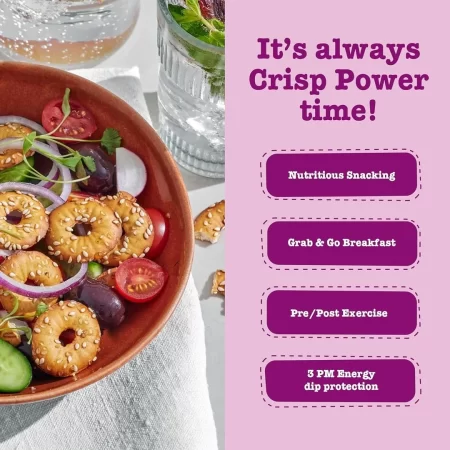 Crisp Power Patatas fritas de pretzel con alto contenido de proteínas, (paquete de 6 unidades de 1.75 onzas Everything + 6 paquetes x 1.75 oz de sésamo) Snack a base de plantas. Sin azúcar, 0.99 oz
