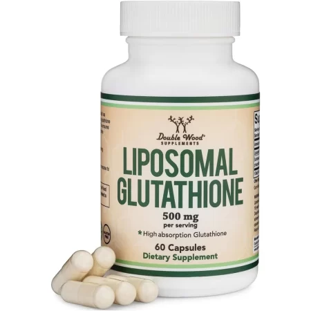 Double Wood – Suplemento de glutatión liposomal de 500 mg por porción, 60 cápsulas (vegano seguro, sin OGM)
