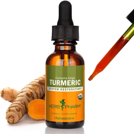 Extracto de raíz de cúrcuma orgánica certificada Herb Pharm para apoyo al sistema musculoesquelético, DTURM01, 1 Ounce, 1, 1