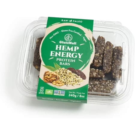 GluteNull Barras energéticas de cáñamo, crudas, orgánicas, sin gluten, barra de proteínas veganas