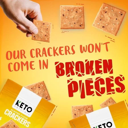 Keto Crackers galletas bajas en carbohidratos (sal marina y queso cheddar y cebolla) Apto para dieta cetogénica, sin azúcar añadido, sin gluten (6 paquetes), galletas de harina de almendras