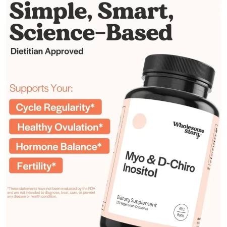 Mezcla de Myo-inositol y D-Chiro inositol | Suministro de 30 días | Relación más beneficiosa de 40:1 | Equilibrio hormonal y soporte de función ovárica saludable para mujeres