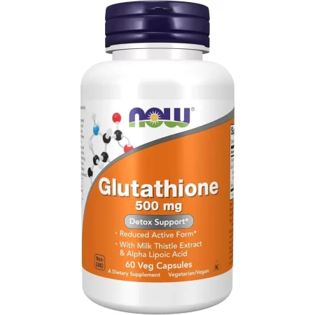NOW Suplementos, Glutatión 500 mg, con extracto de cardo mariano y ácido alfa lipoico, neutralizador de radicales libres*, 60 cápsulas vegetales