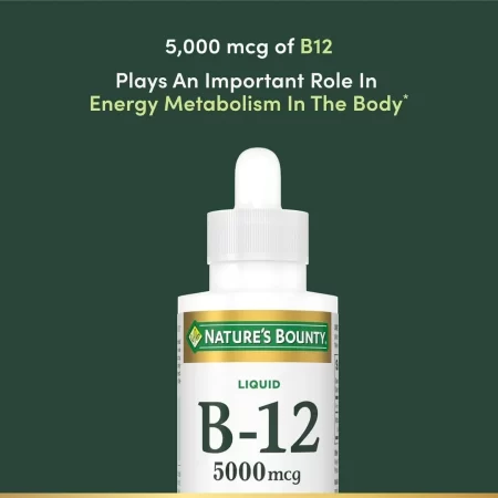 Nature’s Bounty B-12 5000 mcg Líquido Natural Berry Sabor 2 oz (Paquete de 6)