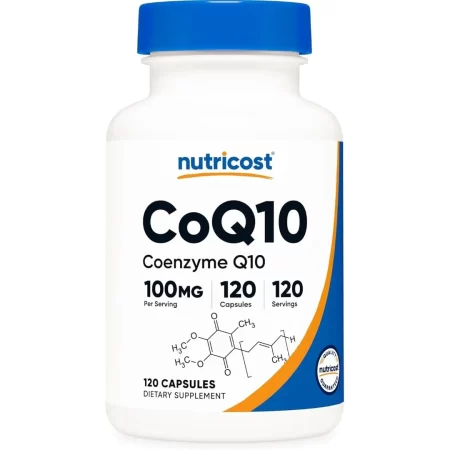 Nutricost, 120 cápsulas CoQ10 de 0.0035 oz; coenzima Q10 de alta absorción, 1 botella, 1