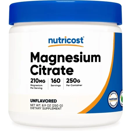 Nutricost Citrato de magnesio en polvo (sin sabor, 8.82 oz)