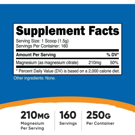 Nutricost Citrato de magnesio en polvo (sin sabor, 8.82 oz)