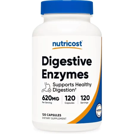 Nutricost Enzimas digestivas 620 mg, 120 cápsulas – Suplemento completo de enzimas digestivas