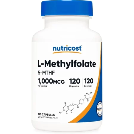 Nutricost Metilfolato 1000mcg, 120 cápsulas vegetarianas, sin gluten, sin OMG
