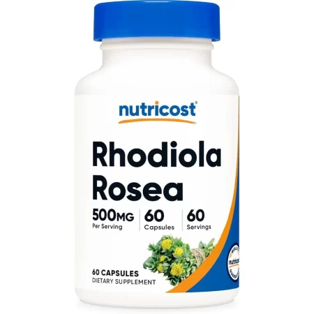 Nutricost Rhodiola Rosea 500 mg, 60 cápsulas vegetarianas – Suplemento de Rhodiola Rosea sin gluten y sin OMG