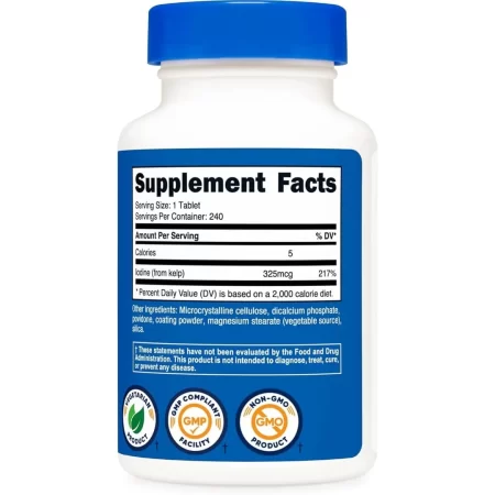 Nutricost Tabletas de algas, 325 mcg de yodo, 240 tabletas – Sin OMG, sin gluten