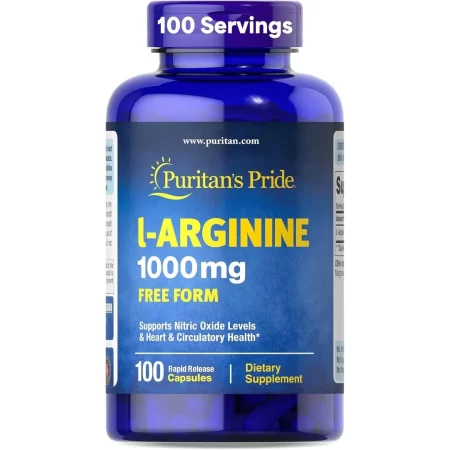 Puritan’s Pride L-arginina 1000 mg cápsulas, 100 unidades, blanco