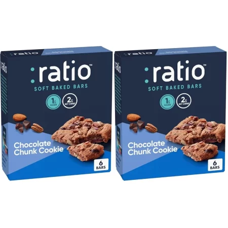 Ratio – Barras horneadas suaves, galletas de trozos de chocolate, 0.04 oz de azúcar, aptas para dieta cetogénica