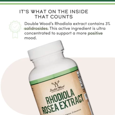 Rhodiola Rosea Supplement 500 mg, 120 cápsulas veganas (fabricadas y probadas en los Estados Unidos, 3% de salidrosidas, 1% de extracto de rosavinas)