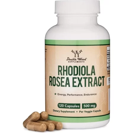 Rhodiola Rosea Supplement 500 mg, 120 cápsulas veganas (fabricadas y probadas en los Estados Unidos, 3% de salidrosidas, 1% de extracto de rosavinas)