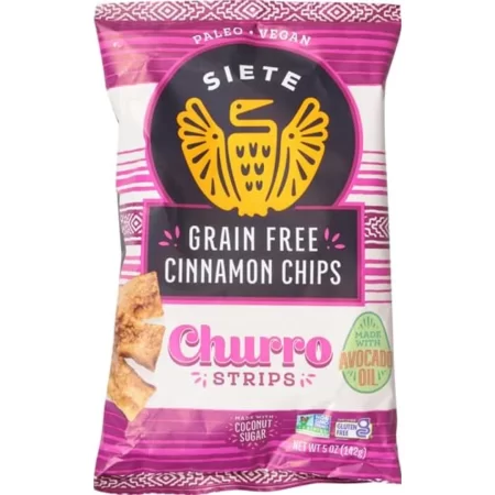 Siete Tiras de churro de canela sin granos, bolsa de 5 onzas (paquete de 2)
