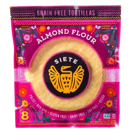 Siete – Tortillas de harina de almendra, 7 onzas (paquete de 1), 8 unidades (congeladas)