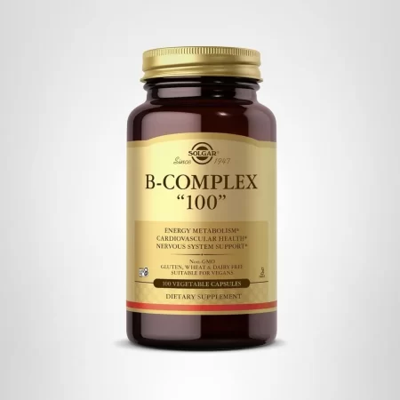 Solgar B-Complex Cápsulas de 100 Vegetable Promueve el metabolismo Energía, E1150, 1, 1