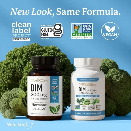 Suplemento DIM de 200 mg para balance de estrógeno para mujeres y hombres, para el acné y la menopausia