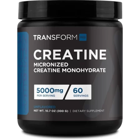 TransformHQ Monohidrato de creatina en polvo (60 porciones) sin sabor – 5000 mg por porción